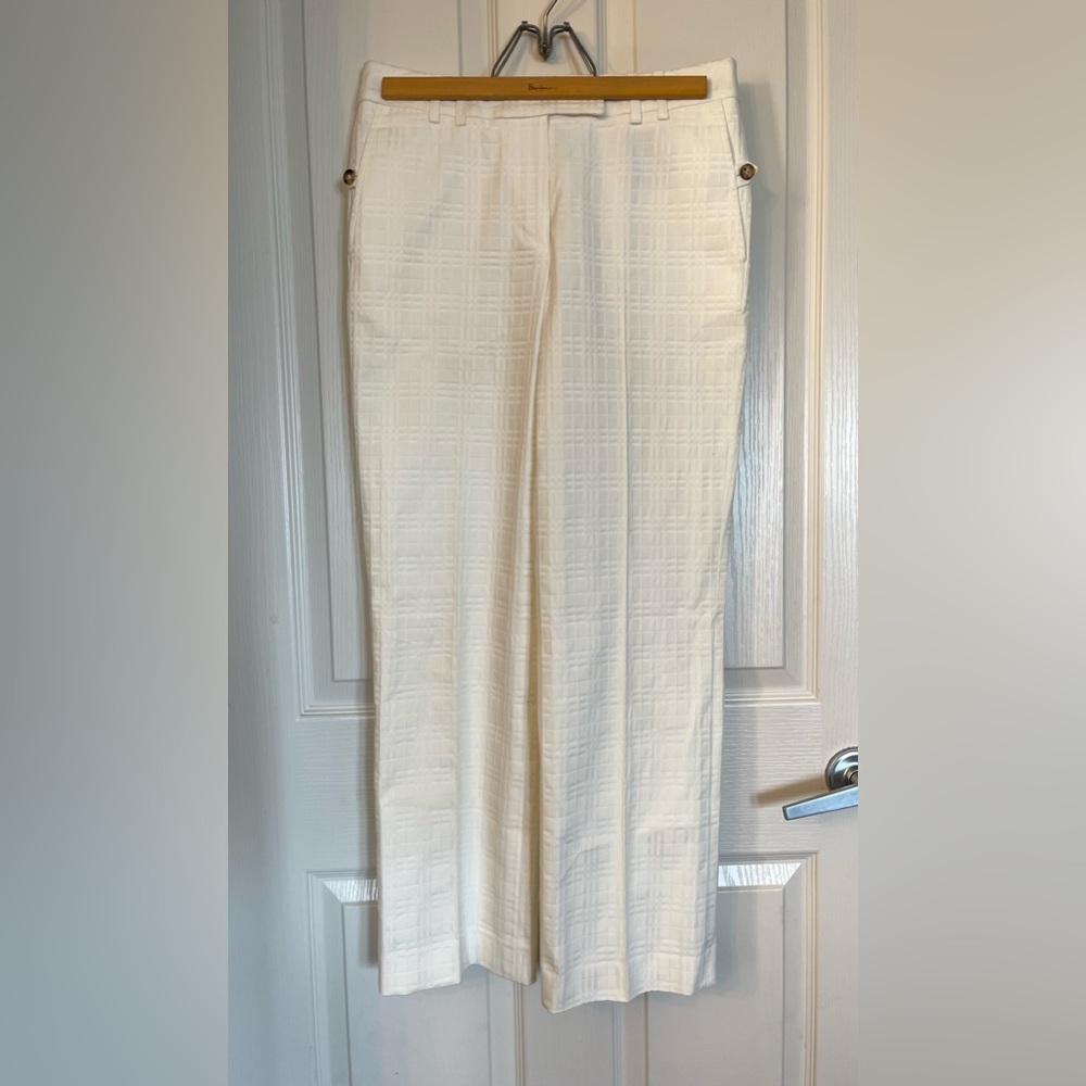 Burberry Off-White Classic Check Design Dress Pants - Size 6